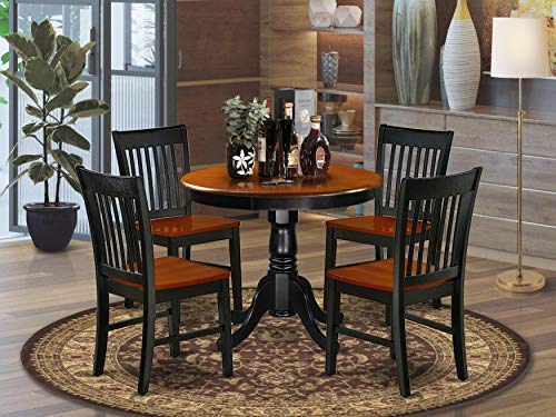 East West Furniture ANNO5-BCH-W Set 4 Amazing Chairs-A Attractive Modern Wooden Seat-Cherry