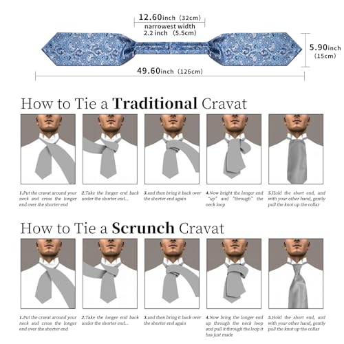 Image of DiBanGu Silk Woven Ascot Cravat with Pocket Square Set for Men