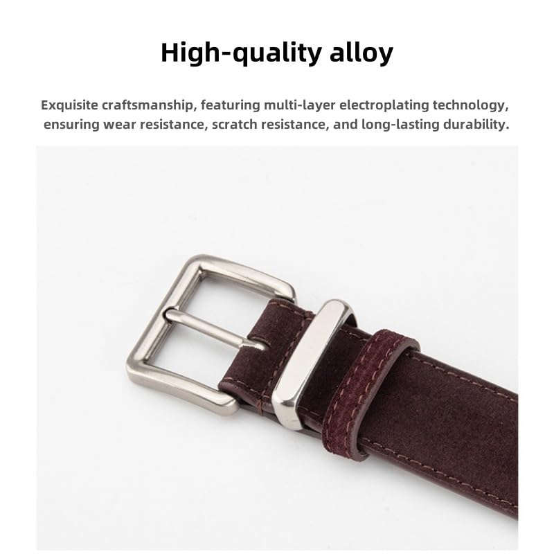 Women's Vintage Leather Suede Belt Ladies Trendy Simple Silver Buckle Belt Leather Sanded Waistband for Dress Jeans Coat2