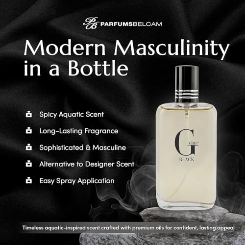 Image of PB ParfumsBelcam G eau Black Eau De Toilette Spray for Men - 100 mL Affordable, Long-Lasting Fresh Aquatic Fragrance & Spicy Aquatic Scent with Sandalwood & Patchouli for Day & Night Use