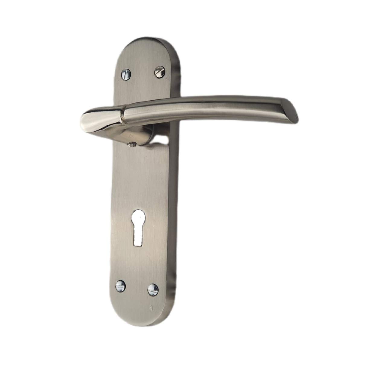 Golden Grace Indiana Lock Door Handles On Backplate Duo Polished and Satin Stainless Steel Finish
