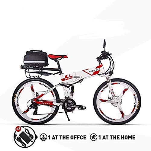 RICH BIT Bicicleta Eléctrica Plegable de 26 Pulgadas E-Bike, Equipar con Batería 36V 12AH 250W y Motor sin Escobillas, Funciona en el Modelo 3 (Pedal - Asistencia de Pedal - Acelerador)