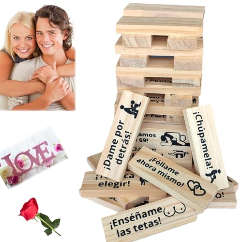 Spanish Blocks Tower Game for Adult Couples Board en español Tumbling Stacking Lovers Funny Bedroom Sports