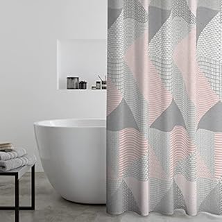 Catherine Lansfield Larsson Geo Shower Curtain Blush