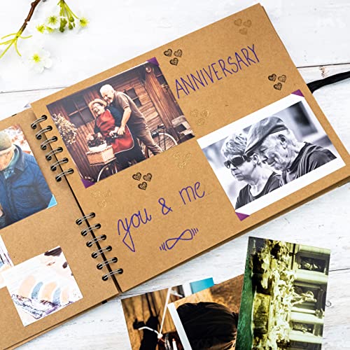 Image of Bstorify Large Scrapbook Photo Albums 50 Pages (11 x 8.5 inch) Brown Thick Kraft Paper, Memory Book - Ideal for Your Scrapbooking, Art & Craft Projects