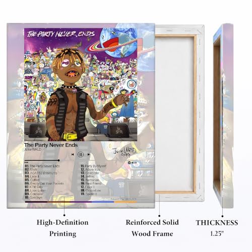 Image of Juice WRLD Canvas Wall Art, Rapper Collage Poster Print, Hip Hop Music Artwork for Bedroom Studio Gaming Room Decor, Vibrant Album Cover Picture Print Framed Music Wall Painting 11X14 inch