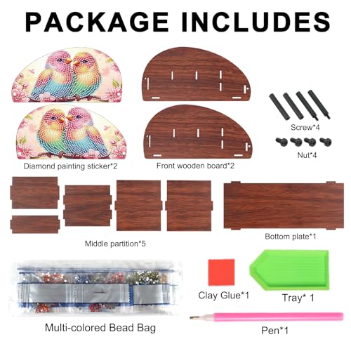 Image of MVVMTOP Diamond Painting Kits Organizer Box, Diamond Art DIY Bird Design Special Shape Diamond Partial Mosaic Handmade Making Kit Organizer Box, Home Dining Living Room Tabletop Art Decoration