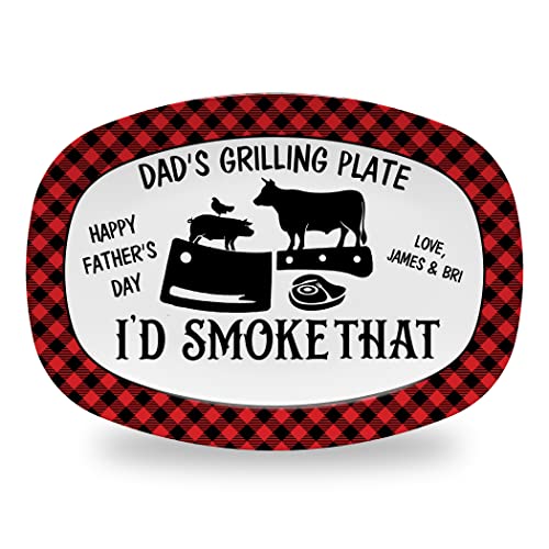 Personalized BBQ Grilling Platter, Father's Day Grilling Plate, Grilling Platter, Funny Dad - Meat I'd Smoke That
