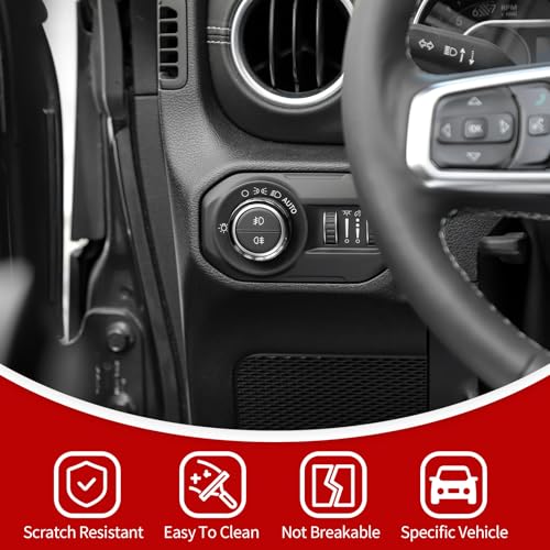 JeCar JL Switch Button Covers Window Control Air Conditioner Headlight Volume Radio Knob Trims Interior Accessories Compatible with Jeep Wrangler JL JLU 2018-2026 & Gladiator JT 2020-2026, Black - Image 4