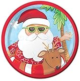 Creative Converting 416948 8 Count Paper Dessert Plates, Santa's Holiday, Red/Green/White