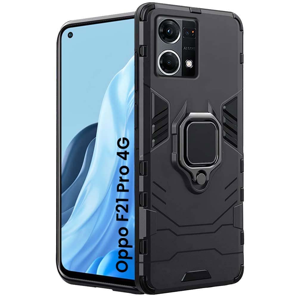 WOW IMAGINE Shock Proof Back Case Mobile Cover for Oppo F21 Pro 4G | Back Cover Case (Tough Armor | Hybrid PC + TPU | Ring Holder & in-Built Kickstand | Black) (B09Y23ZVDR) Amazon Price History, Amazon Price Tracker