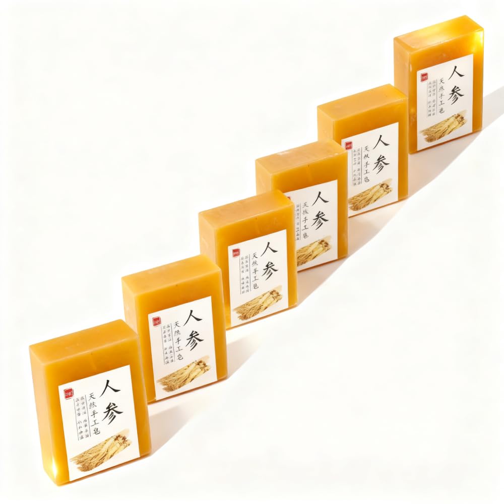 Ginseng Handmade Soap 3 53 oz 100g Bar Pack of 6-3-in-1 Body Hand and Face Cleanser for Clean