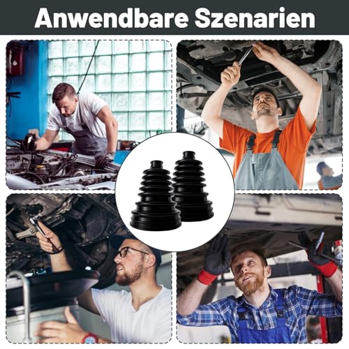 2 Stück Achsmanschetten, Antriebswellenmanschetten Zum Kleben Mit Klemmen, Faltenbalg Für Gelenkwelle Und Antriebswelle, Schwarz Silikon Manschetten Set Inklusive Kabelbinder