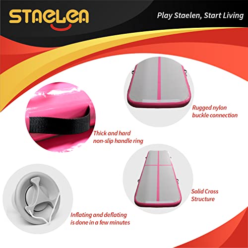 Staelea Inflatable Air Gymnastics Mat 10 Ft Training Tumbling Mat(Pink)，The 4-Inch Thick Inflatable Yoga Mat For The Home,For Family/Training/Cheerleading/Yoga/Water Sports #TOP1