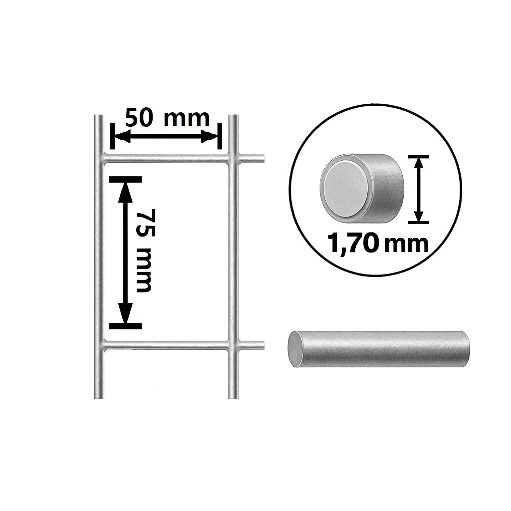 Rete Elettrosaldata Zincata – Maglia 50×75 mm – Filo 1,7 mm – Rotolo 25 m – MADE IN ITALY – Per Recinzioni, Giardino, Orto, Pollaio – Altezze 100/125/150 cm (Altezza 150 cm)