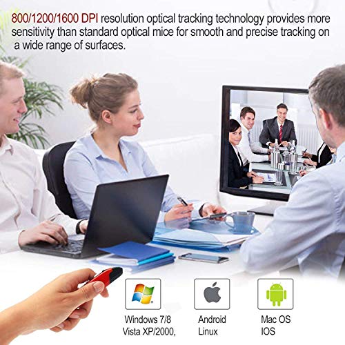 Gaomee Wireless Optical Pocket Pen Mouse, Usb Optical Pen Mouse 800/1200/1600 Dpi Adjustable Handwriting Mini Air Mouse Mice For Pc Laptop Notebook Computer (Red) #TOP2