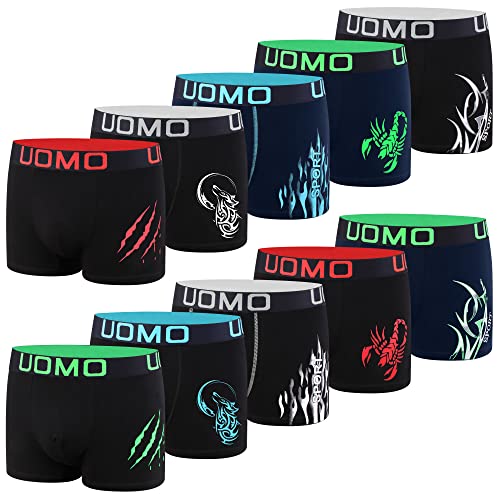 L&K Lot de 10 Boxers Homme avec Magnifiques Motifs Coton