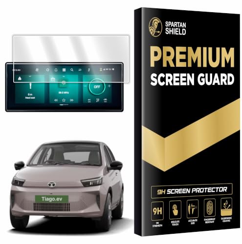 Image of SPARTAN SHIELD Screen Guard For TATA TIAGO EV 2026 Facelift || Creative+ || 10.25 Inch Infotainment Touchscreen Protector | Anti Scratch | Water Resistant | HD Clear | High Touch Sensitivity | NEW TataTiago Electric 9H Car Display Accessories 2026+ [Not Tempered Glass] (2026 Facelift Tiago EV 10-Inch)