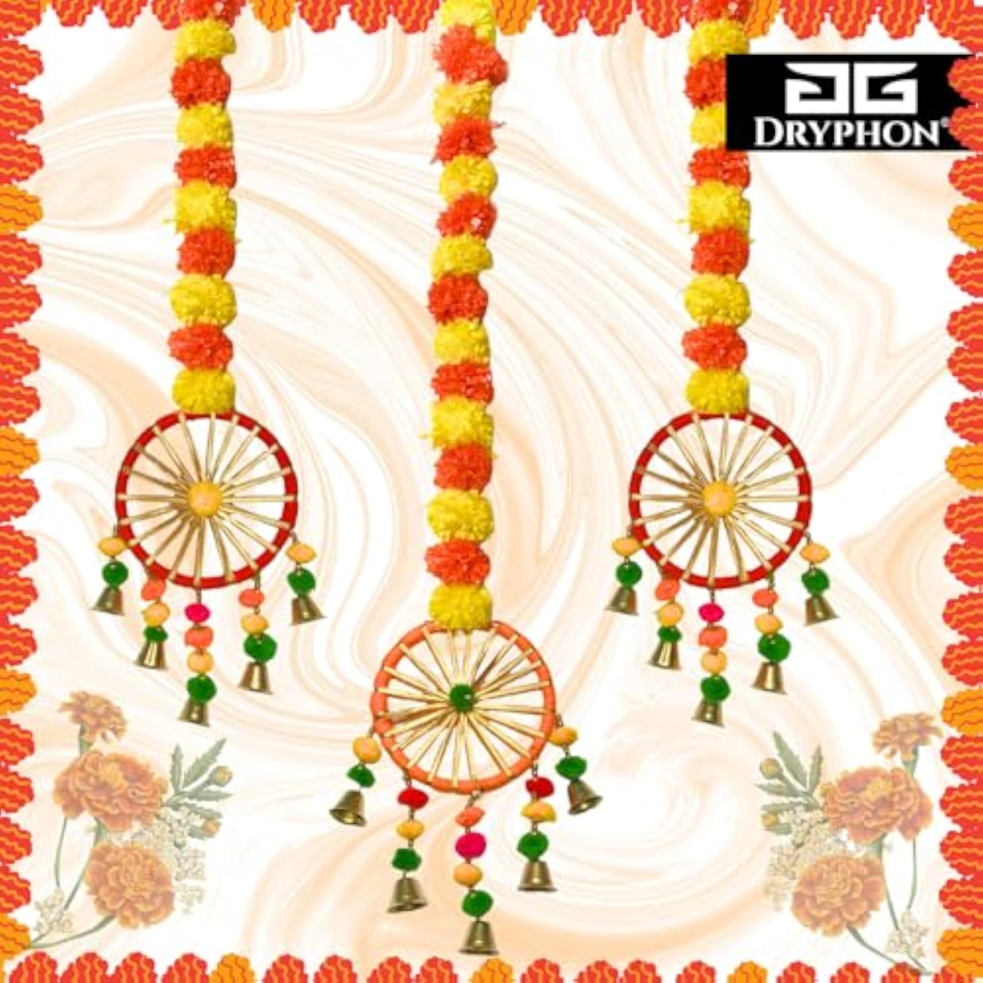Pack of 2 Artificial Marigold Hanging Garlands