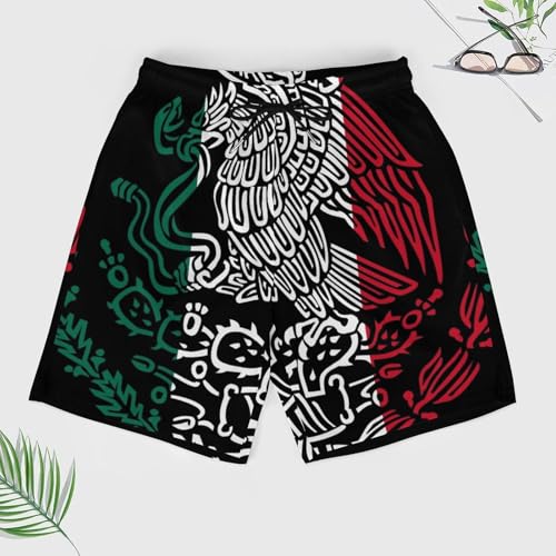 Mexico Flag Snake Ea-gles Mexican Logo Men's Board Shorts Swimsuit Beach Pants Swimwear Bathing Suits3