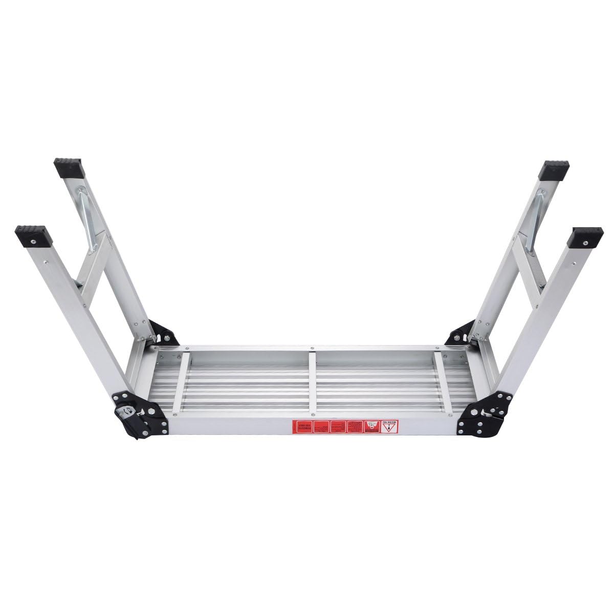 FANTASK Plateforme de Travail Pliable en Aluminium avec serrures de sécurité, marchepied - Capacité de Charge de 150 kg - avec Tapis antidérapants - Escabeau pour Atelier, Maison, Bureau et Garage