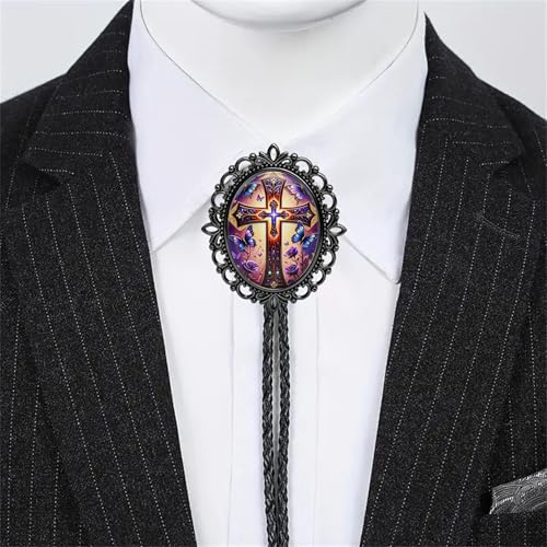 Image of Jeilwiy Bolo Tie for Men Western Cowboy Gothic Bolo Tie Necklace Halloween | Glow in Dark Bolo Tie for Men Women, 3D Halloween Bolo Tie, Gothic Western Ties, String Ties for Men Rodeo Leather Necktie