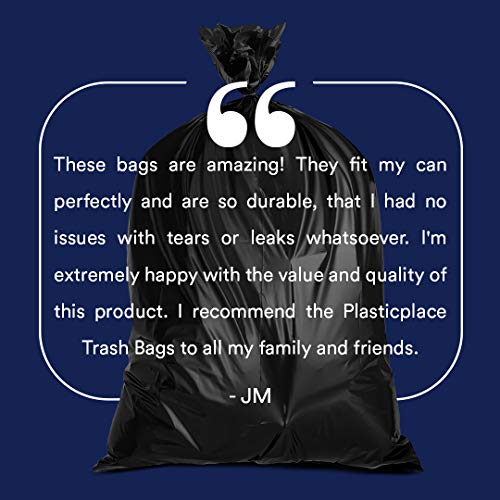 Plasticplace Custom Fit Trash Bags │ simplehuman (x) Code K Compatible (50 Count) │ White Drawstring Garbage Liners 10 Gallon / 38 Liter │ 24.4