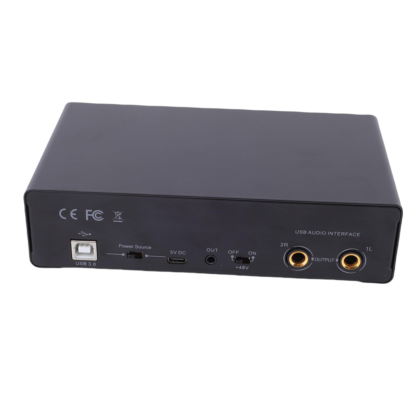Jectse Interfejs USB C, Przenośna Karta Dźwiękowa 24 Bity 192 KHz z Podwójnym Wejściem XLR TS i Przezroczystym Przedwzmacniaczem, do Nagrywania Gitary na Komputerze i Transmisji na (Czarny (heban))