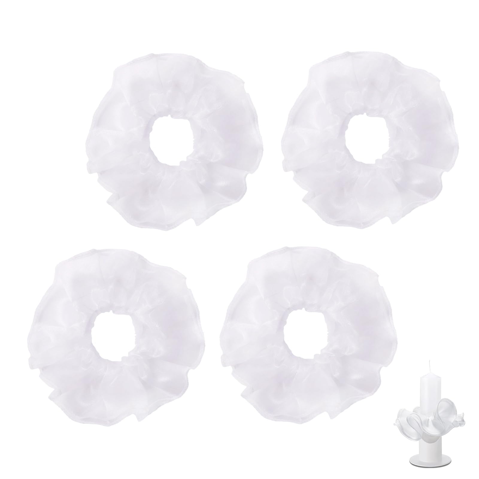 4 Stück Taufkerze Tropfschutz, Tropfschutz Kommunionkerze, Tropfenfänger aus Tüll, Weiße Tüll Kommunion Kerzen Tropfenfänger, Tropfenfänger Deko für Kommunionkerze Hochzeitkerze Taufkerzen (3-5cm)