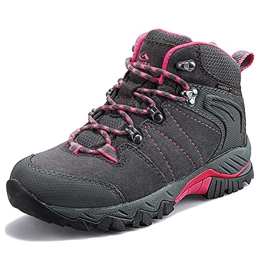 Clorts Women's Classic Hiking Boots Waterproof Suede Leather Lightweight Hiking Shoes Grey/Pink US Women Size 9 Medium Width