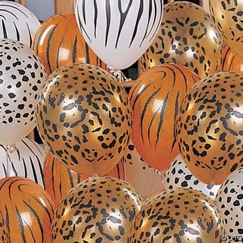 jungle print balloons - jungle themed event - 10 x 11" helium quality latex balloons