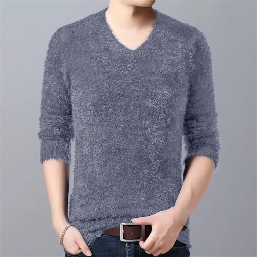Long Sleeves Wool Sweater for Men Knit Pullover V Neck Slim Fit Lightweight Soft Jumper Top2