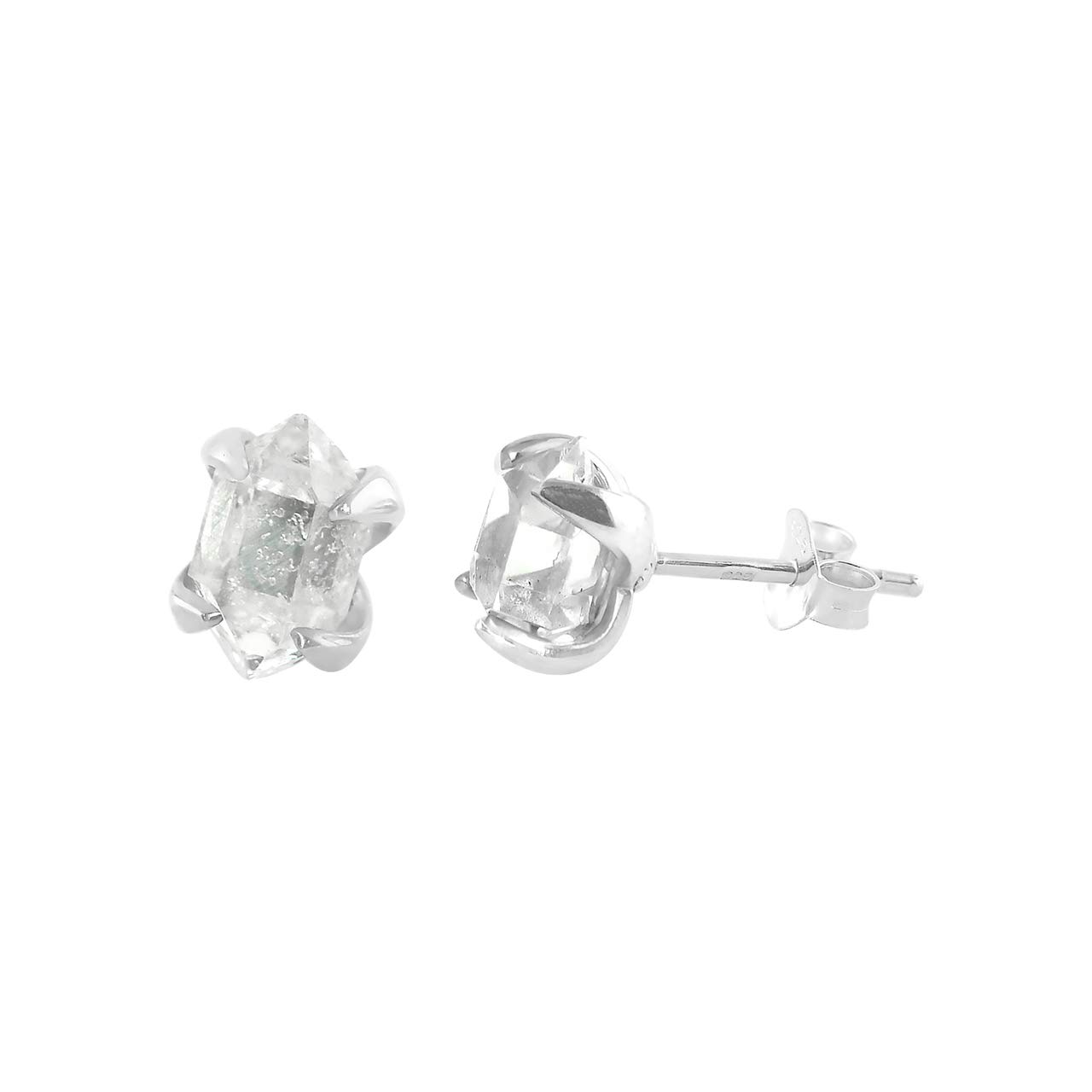 Starborn Orecchini stile post in cristallo naturale in argento sterling