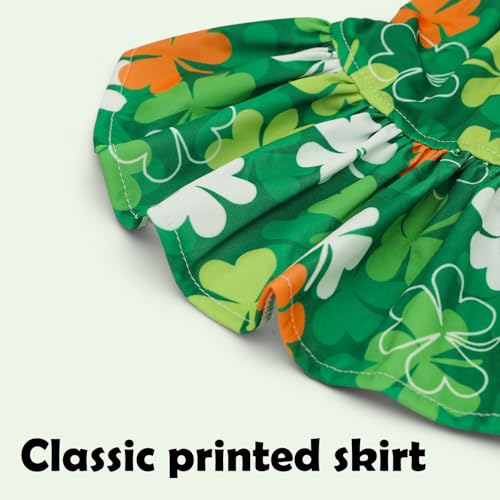 Image of CuteBone Frilly Dog Dress Princess Puppy St.Patrick's Day Dresses with Ruffled Sleeves Cat Clothes Outfit for Small Dogs Girl Pet Apparel