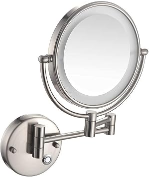 Household Bathroom Mirror, Wall-Mounted Makeup Mirror Expansion Bilder Bathroom Shaving Cosmetic Mirror Touch Switch Wall Mirror