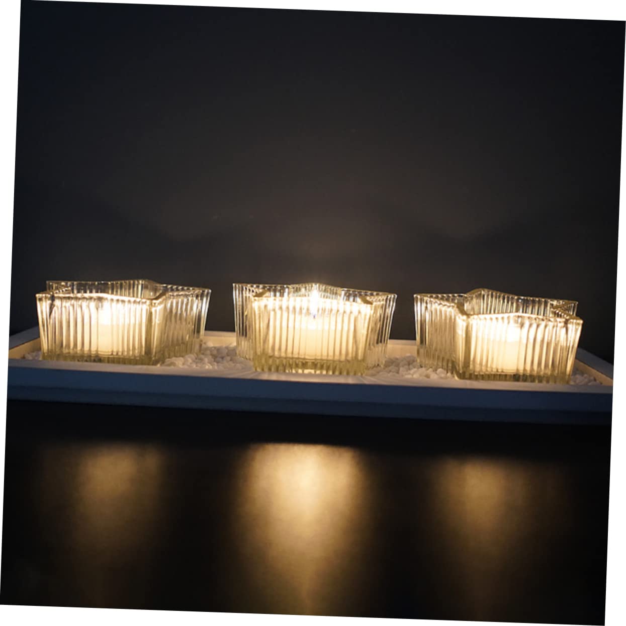 ABOOFAN Transparent Star Glass Candle Holder for Tea Lights Decorative Christmas Table Centerpiece Creative Holiday Home Decor for Parties and Festive Celebrations