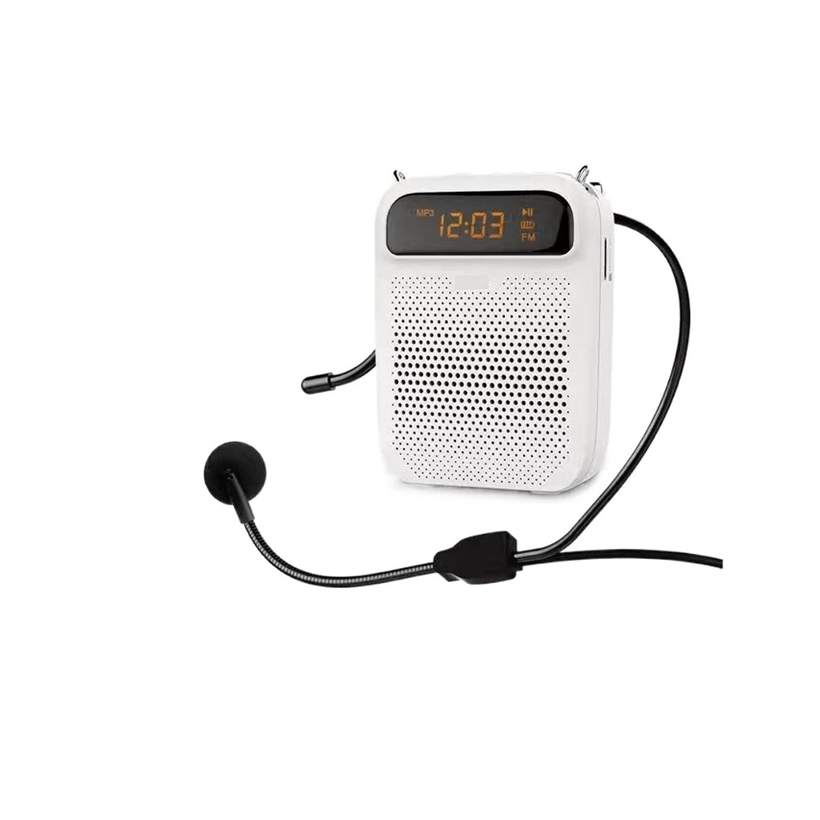 GZDtdsd Voice Amplifier Wired Megaphone Voice Amplifier Teacher Microphone Speaker Support Bluet-ooth TF Card U Disk AUX Connection(White-wired)