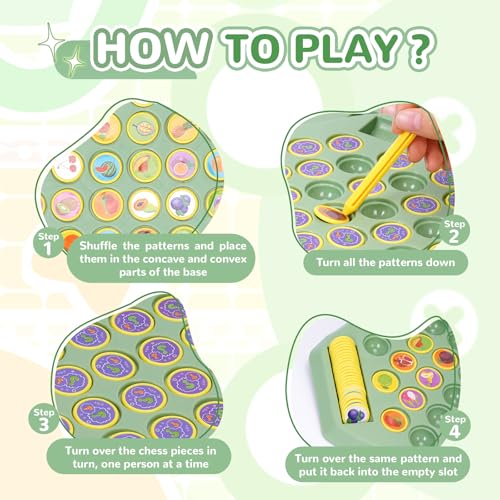 👶🧠Fruit Flip Memory Chess Game – 54PCS Matching & Concentration Board Game for Kids | Animal-Themed Flip-to-Win Travel Game for 2–4 Players, Ideal for Kindergarten & Family Fun (L-Fruit) - Image 2