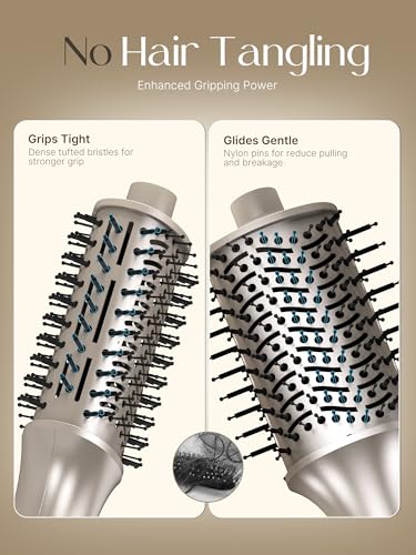 Image of PRITECH One-Step Volumizer Blow Out Brush Dryer,1200W Ionic Daily Styling | 4-in-1 Ionic Hot Air Styler,Fast Drying,Ceramic Anti-Frizz Professional Blowout Brush for Women,All Hair Type,Champagne Gold