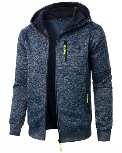 Sweat à capuche zippé en polaire homme veste chaude manches longues
