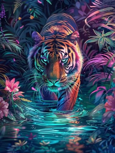 Diamond Painting Tigre 5D complet 50x70cm avec strass pour adultes
