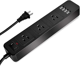 2 Prong Power Strip , 6.6ft Braided Extension Cord, AOGITKE 3 Prong to 2 Prong Polarized Plug Outlet Adapter, 3 AC Outlets & 4 USB(5V 4A Total) , Perfect for Non-Grounded Outlets Old House