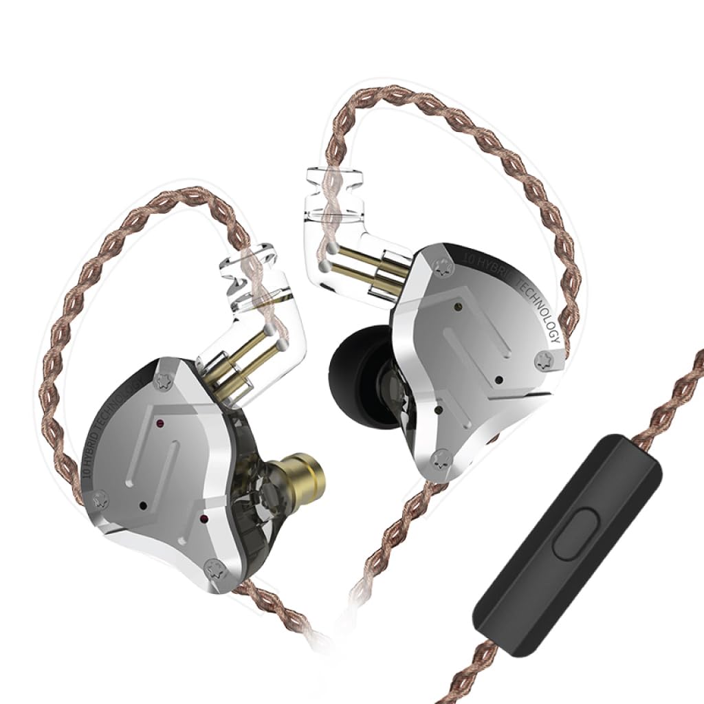 Concept Kart KZ ZS10 Pro in Ear Monitor Wired Earphone,5 Driver Hybrid Dynamic Driver Balanced Armature Newest Stereo Sound Comfortable Noise Isolation Earphone with Leatherette Case (with Mic, Grey) (B094XNQLVH) Amazon Price History, Amazon Price Tracker