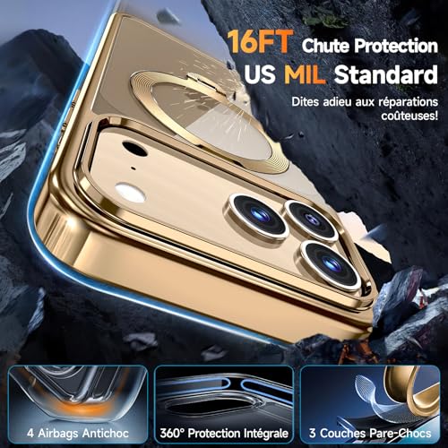 Coque Or iPhone 17 Pro Max 6.9" antichoc premium avec anneau MagSafe CD - 5