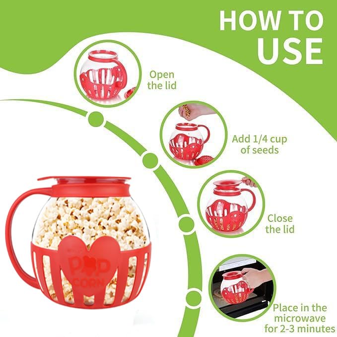 Mikrowellen Popcorn Maker Aus Glas - Borosilikat Popcorn Topf Für Partys