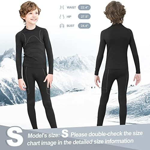 YESURPRISE Kids Thermal Underwear Set, Girls Boys' Thermal Base Layer Set - Ski Wear Athletic Shirt Long Top & Bottom Sets 2 51onRXvwPsL. AC
