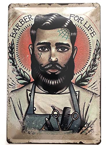Cartel de chapa de 20 x 30 cm, diseño de barber para la vida