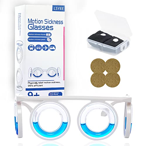LSYEE Anti- Motion Sickness Glasses,Motion Sickness Bands(Random Color),Motion Sickness Patch,Antiemetic,Three in One Package for Adults or Kids LSYEE Anti- Motion Sickness Glasses,Motion Sickness Bands(Random Color),Motion Sickness Patch,Antiemetic,Three in One Package for Adults or Kids