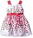 Youngland Girls' Floral Border Print Shantung Dress with Crochet Cardigan