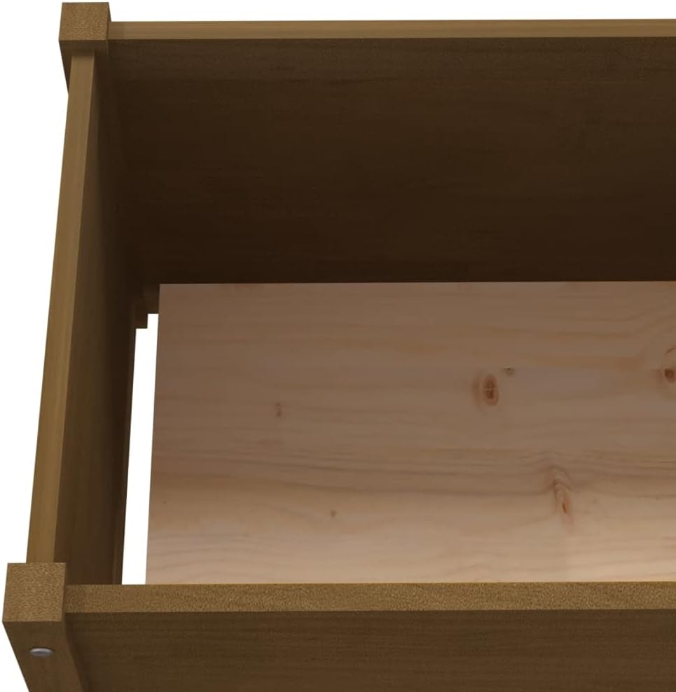Honey Brown Solid Pine Wood Large Stackable Planter, 78.7 in Rectangular Raised Garden Bed for Outdoor Plants, Durable Garden Bed for Patio, Balcony, Terrace